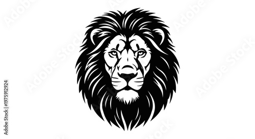 Majestic Lion Head Vector Illustration with Detailed Mane.