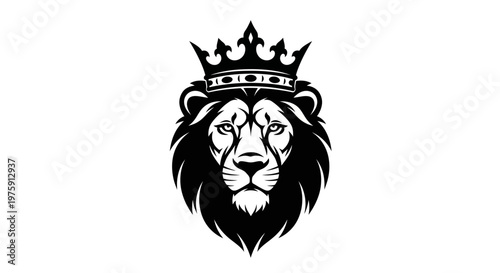 Majestic Lion Head with Crown, Symbolizing Royalty and Strength.