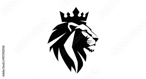 Majestic Lion Head with Crown Symbolizing Royalty and Strength.