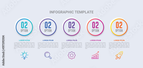 Modern 5 Step Infographic Template Vector Design for Business Workflow