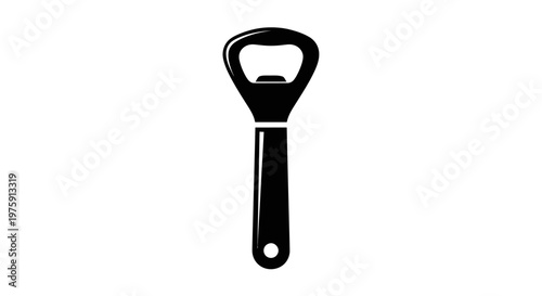 Black Bottle Opener Icon Isolated on White Background, Simple Bar Tool