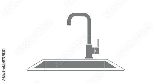 Modern Kitchen Sink with Faucet - Minimalist Design Icon