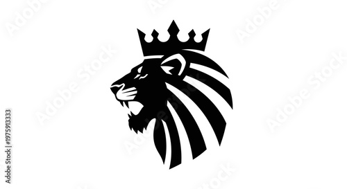Majestic Lion Head with Crown, a Symbol of Royalty and Strength.