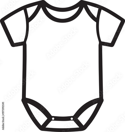 An outline of a cute and simple baby bodysuit, perfect for clothing design projects, nursery decor, and creative content.