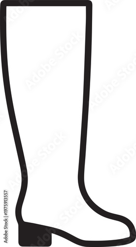 A stylish, minimal, and sophisticated line drawing of a tall boot, perfect for fashion, design, or branding.
