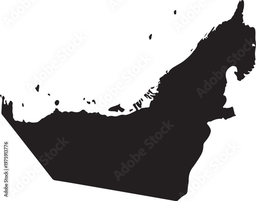 United Arab Emirates Silhouette Map Vector Icon Isolated on White