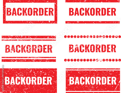 Fotografie Backorder stamp set with grunge texture and distressed rubber seal style ideal f
