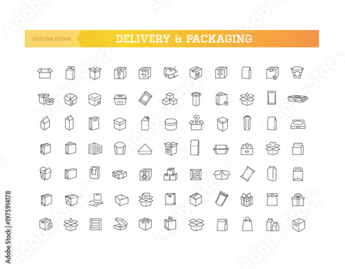 Packaging Icons Set Line Icons