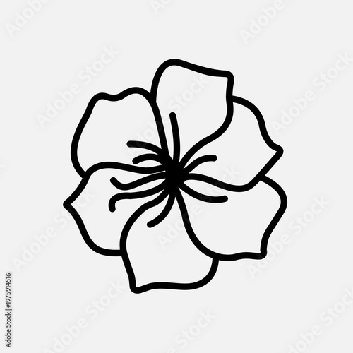 quaresmeira flower minimalist line icon, brazilian native floral vector