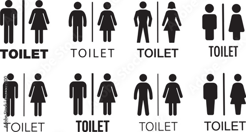 Minimalist Toilet Sign Icon Set Collection