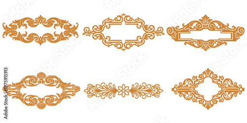 Baroque floral ornament collection for vintage wood carving eps 10