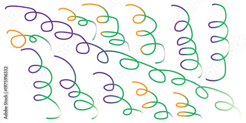 Colorful party streamers and confetti ribbon spirals festive background for celebration, events and decorative design use