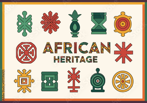 African Heritage Adinkra Symbols Collection Representing Rich Cultural Legacy.