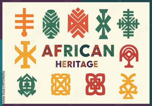 African Heritage Adinkra Symbols Collection Representing Rich Cultural Legacy.