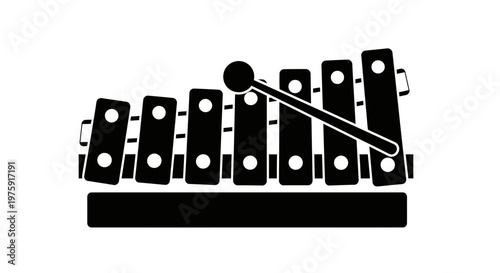 Xylophone Icon with Mallet - Musical Instrument Silhouette
