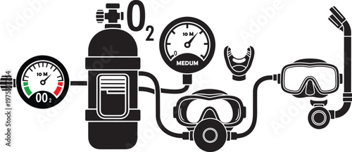 Professional Scuba Diving Oxygen Tank and Snorkeling Equipment