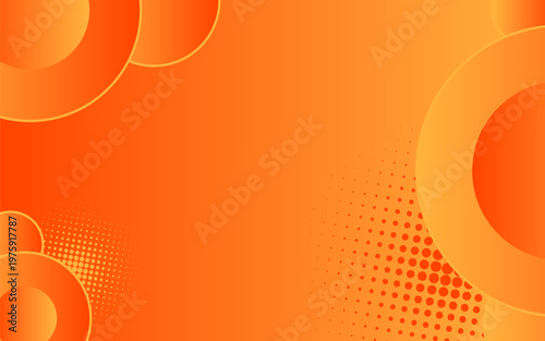 Vibrant Orange Circles Gradient Background with Halftone Dots.