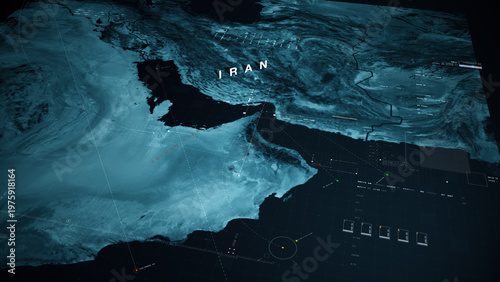 Εκτύπωση καμβά Global satellite surveillance map, military intelligence interface, geopolitical