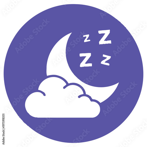 Sleepy night scene with crescent moon and clouds, zzz