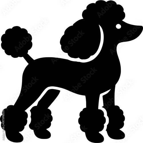 Poodle Silhouette Standing Dog Icon Vector Illustration