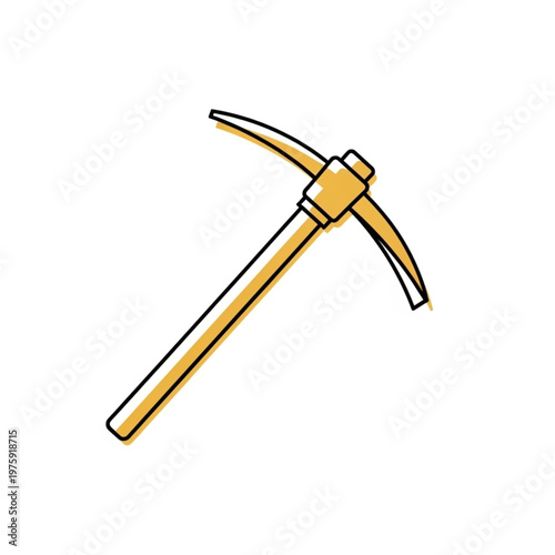 Golden pickaxe mining tool equipment.