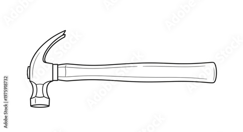 Hammer with wooden handle closeup 1.