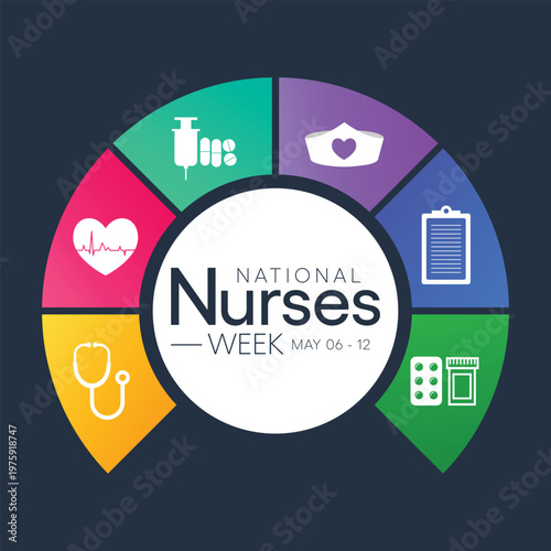 National Nurses week is observed every year from May 6 to 12, to mark the contributions that nurses make to society. Vector illustration.