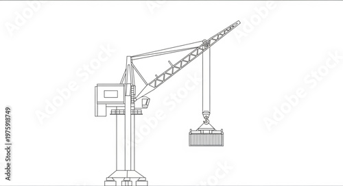 Industrial crane machine lifting heavy load.