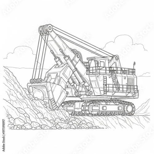 Large excavator machine for digging operations.