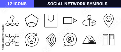 Minimalist communication and messaging outline icon set