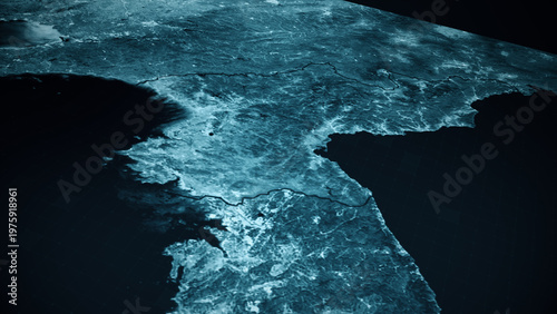 Εκτύπωση καμβά Global satellite surveillance map, military intelligence interface, geopolitical