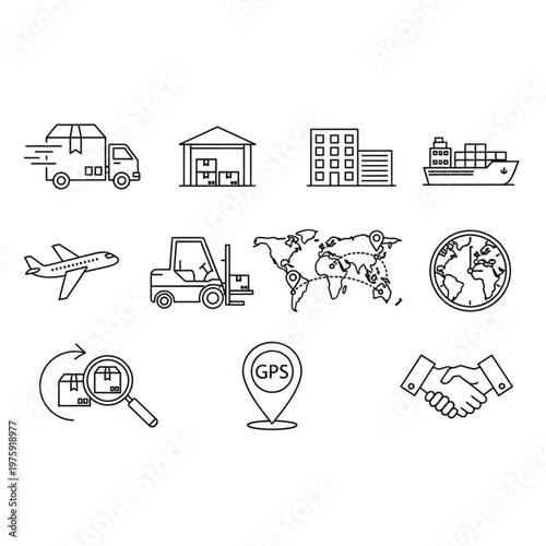 Logistics and transportation icons set.