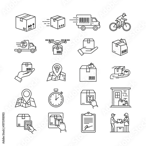 Logistics Delivery Icons Set.