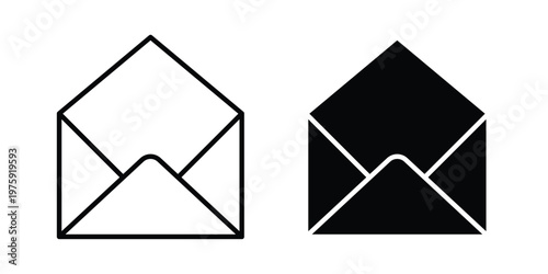 Open envelope icon. glyph solid icons collection. Line icons