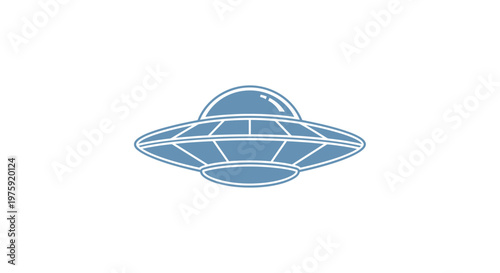 Retro alien spaceship flying saucer icon, simple flat design, isolated on white background
