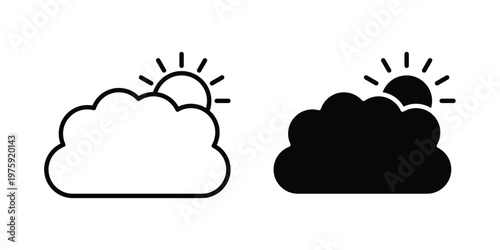Partially cloudy icon. glyph solid icons collection. Line icons