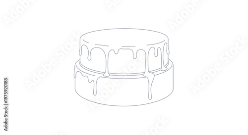 Dripping Two Tier Cake Outline Icon Vector Illustration