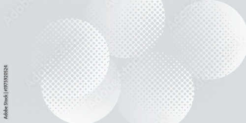 Abstract background with circles and halftone dots pattern. Grey and white backdrop. eps 10