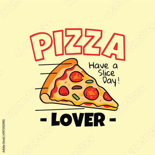 Cartoon Pizza Lover Illustration with Flying Slice