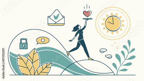 Digital Wellness Life Balance Flat Vector