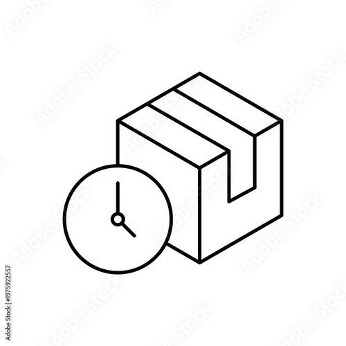 icon a product lifespan with package box and time clock symbol, isolated against a clean background