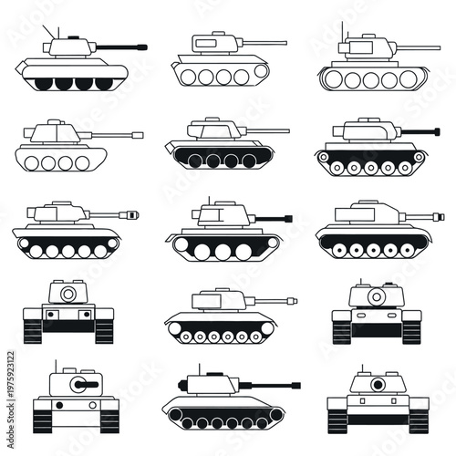 Military Tanks Collection: Vector Icons of Armored Vehicles