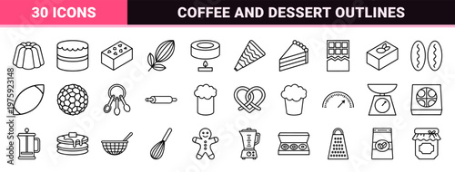 Minimalist baking and chocolate dessert outline shapes.