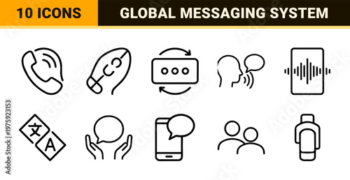 Minimalist communication and messaging line icon set