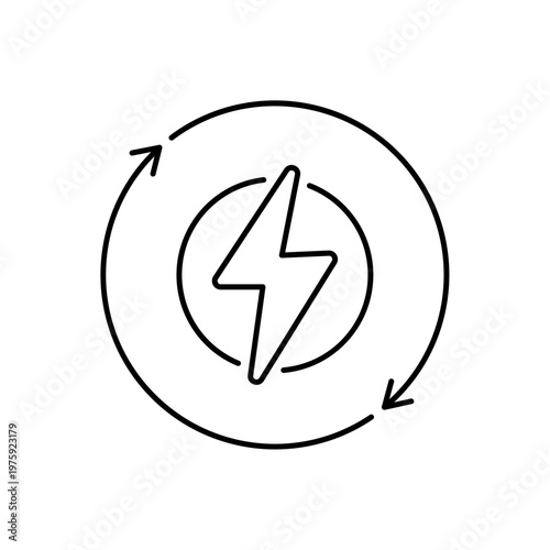 Free Download icon a renewable energy with lightning bolt and circular refresh arrows, isolated against a clean background. - GFXLoad