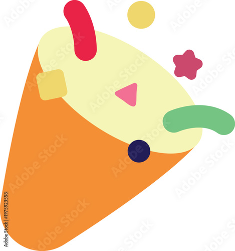 Colorful party cone with confetti
