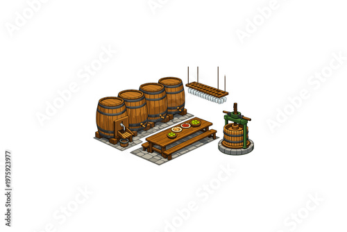 Wine Making Equipment Isometric