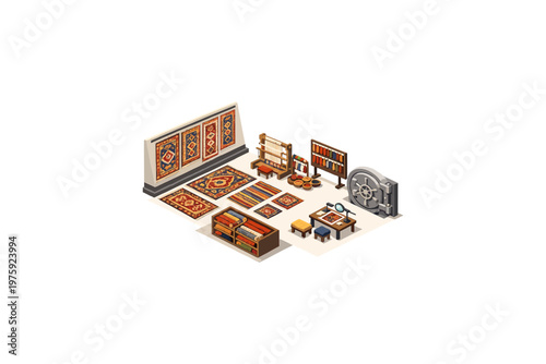 Persian Rug Shop Isometric Display