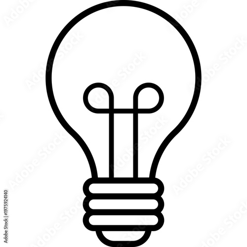 Minimal light bulb outline icon simple idea symbol for UI design
