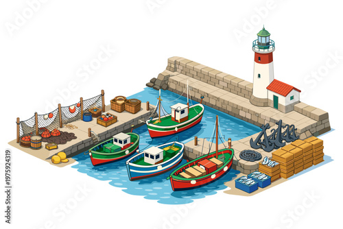 Fishing Harbor with Lighthouse